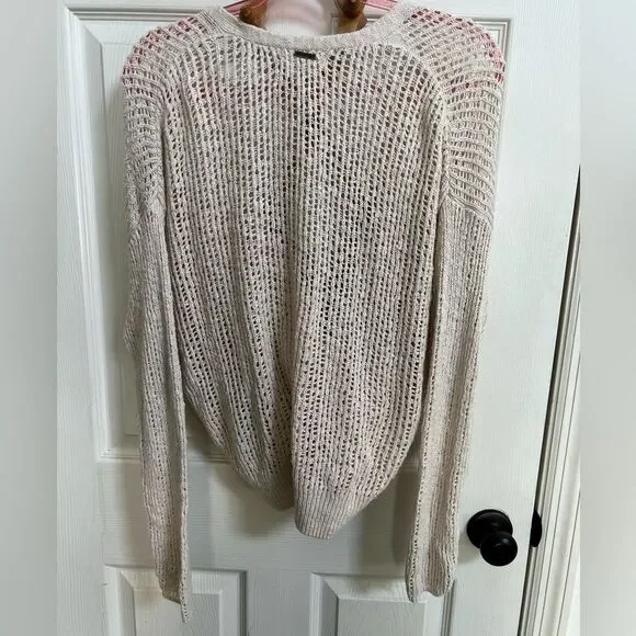 Billabong Women's Sweet Bliss Wrap Front Sweater, Cream Knit Pullover, Neutral - Picture 4 of 6